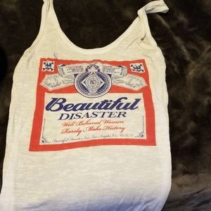 White beautiful disaster tank top.